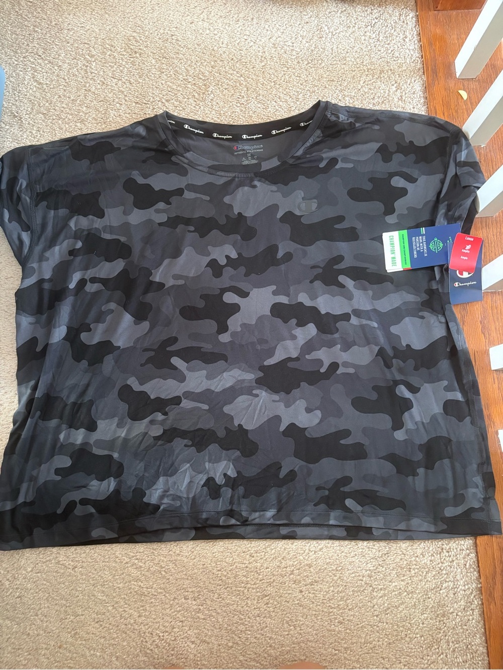 NEW Champion Women’s Black Gray Camo Tee